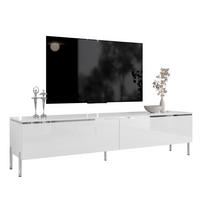 TV-SCHRANK AURORA SILVER 180 cm mit LED-Beleuchtung – gerade Chrombeine - Weiß Hochglanz, Holzwerkstoff (180/49.5/40cm) - Lookway