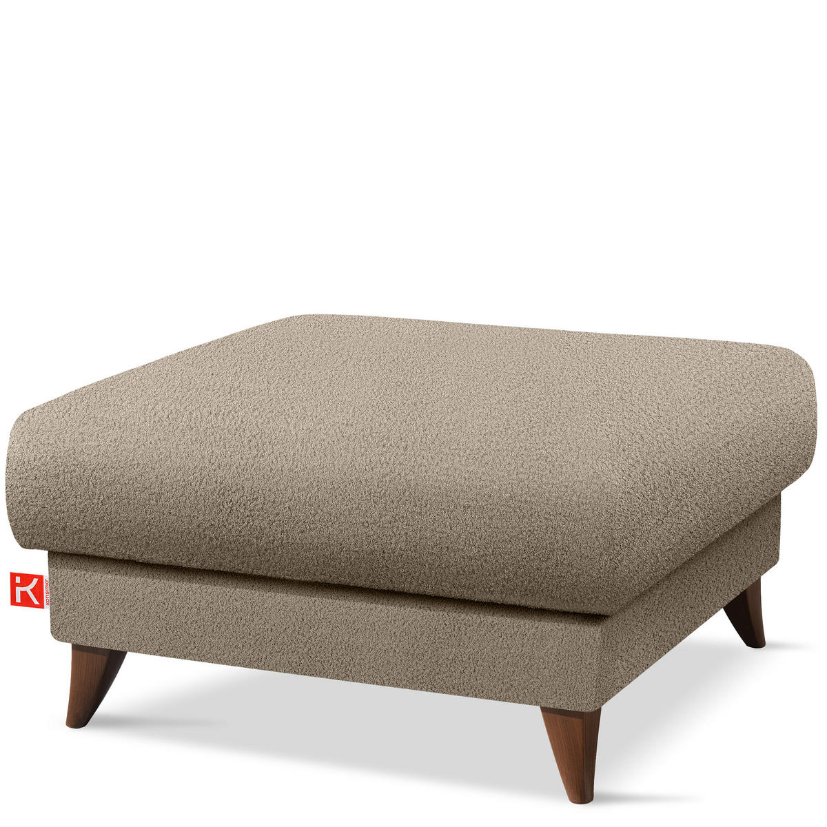 HOCKER GUSTAVO Bouclé, Braun - Braun, Holz/Holzwerkstoff (92/49/92cm) - KONSIMO®