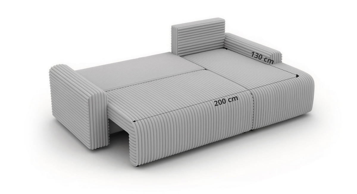 ECKSOFA NESSARO L Braun Cord - Links Seite - Schwarz/Braun, Kunststoff/Textil (244/151cm) - MKS