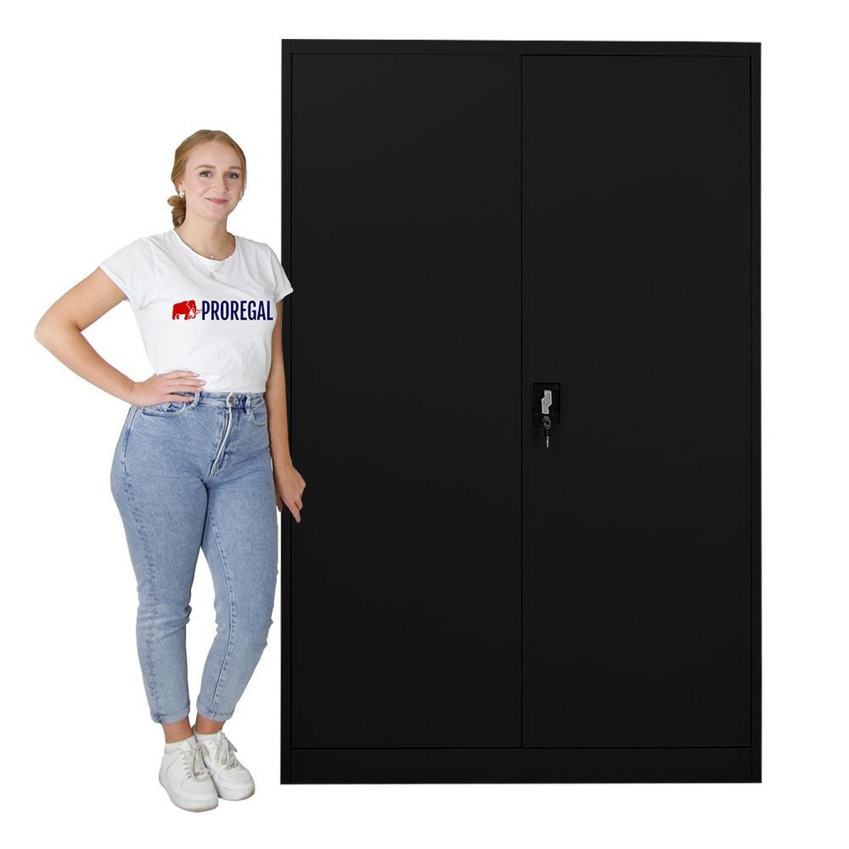 FLÜGELTÜRENSCHRANK Elephant 180x120x40cm 4 Ebenen Schwarz - Schwarz, Metall (120/180/40cm) - PROREGAL