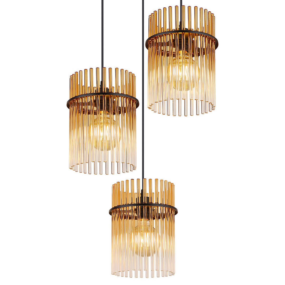 LED HÄNGELEUCHTE Metall Orange - Orange, Glas (47/47/140cm) - Globo Lighting