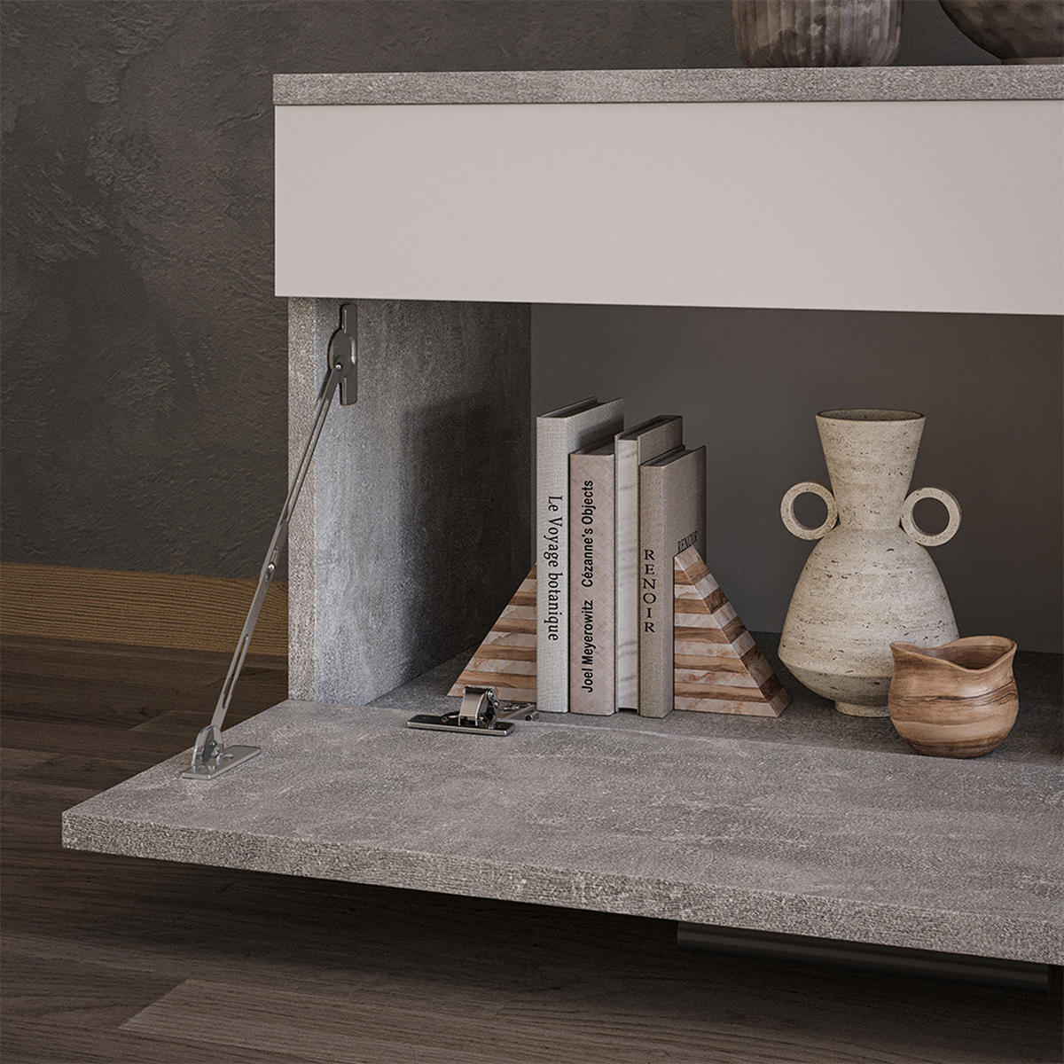 POLICE NA KNIHY Berno Beton/bílá - šedá, kompozitní dřevo (70.8/38.9/35.3cm) - Vicco