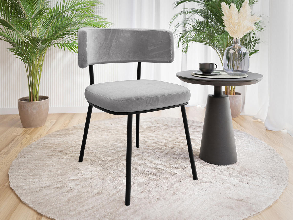 POLSTERSTUHL Iga - Hellgrau/Schwarz, Textil/Metall (58/75/57cm) - MIRJAN24