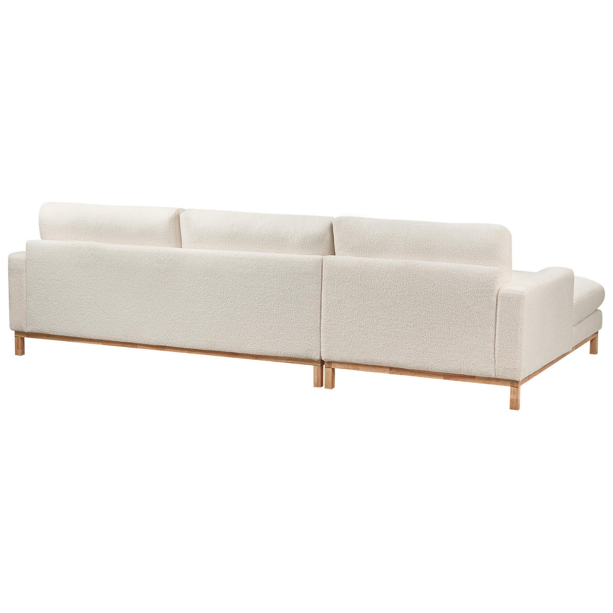 ECKSOFA 4-Sitzer Bouclé Weiß rechtsseitig Siggard - Weiß/Braun, Textil (296/163cm) - Beliani