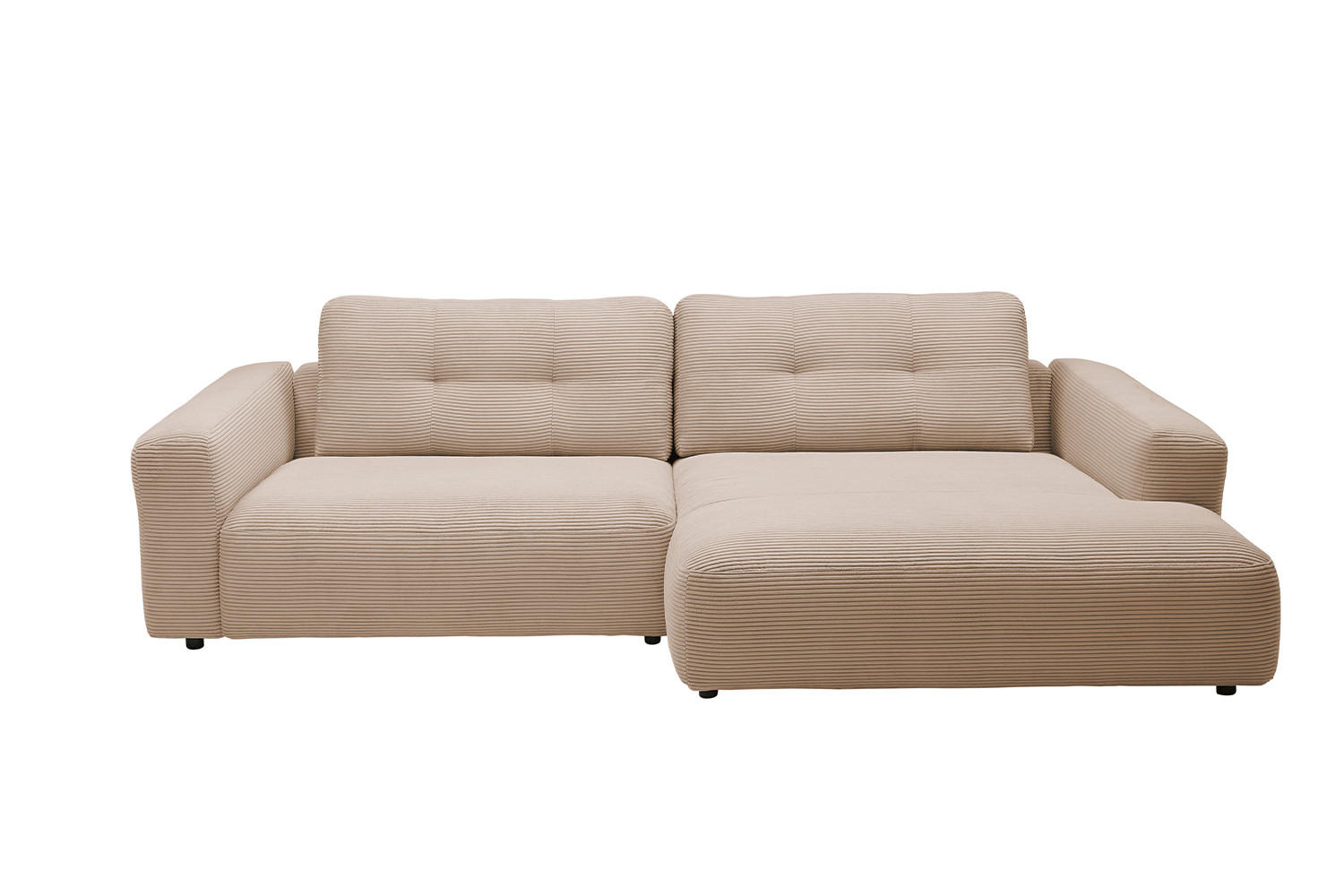 ECKSOFA XL MIKA Taupe Cord - Taupe/Schwarz, Kunststoff/Textil (296/167cm) - KAWOLA