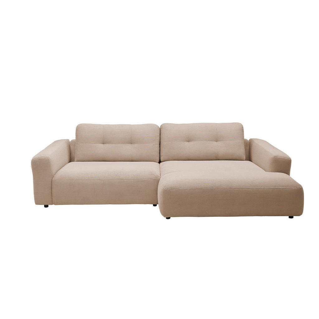 Thumbnail - Kawola Ecksofa, Taupe, Schwarz, Textil, Echtholz, 3-Sitzer, Füllung: Kaltschaum, Ottomane rechts, L-Form, 276x167 cm, Wo...