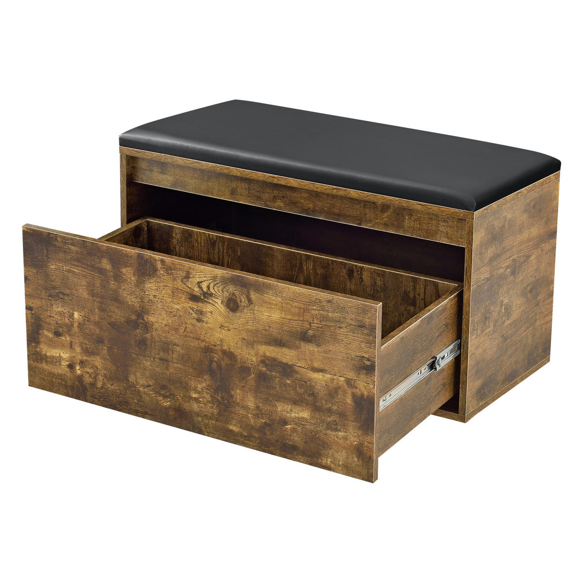 SCHUHBANK Degerfors - Schwarz/Braun, Holzwerkstoff/Kunststoff (39/45/80cm) - [en.casa]