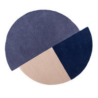 WOLLTEPPICH Segment Muster, Geometrisch, Wohnzimmer Blau-Beige Rund 150x150 - Blau, Textil (150/150cm) - KADIMA DESIGN