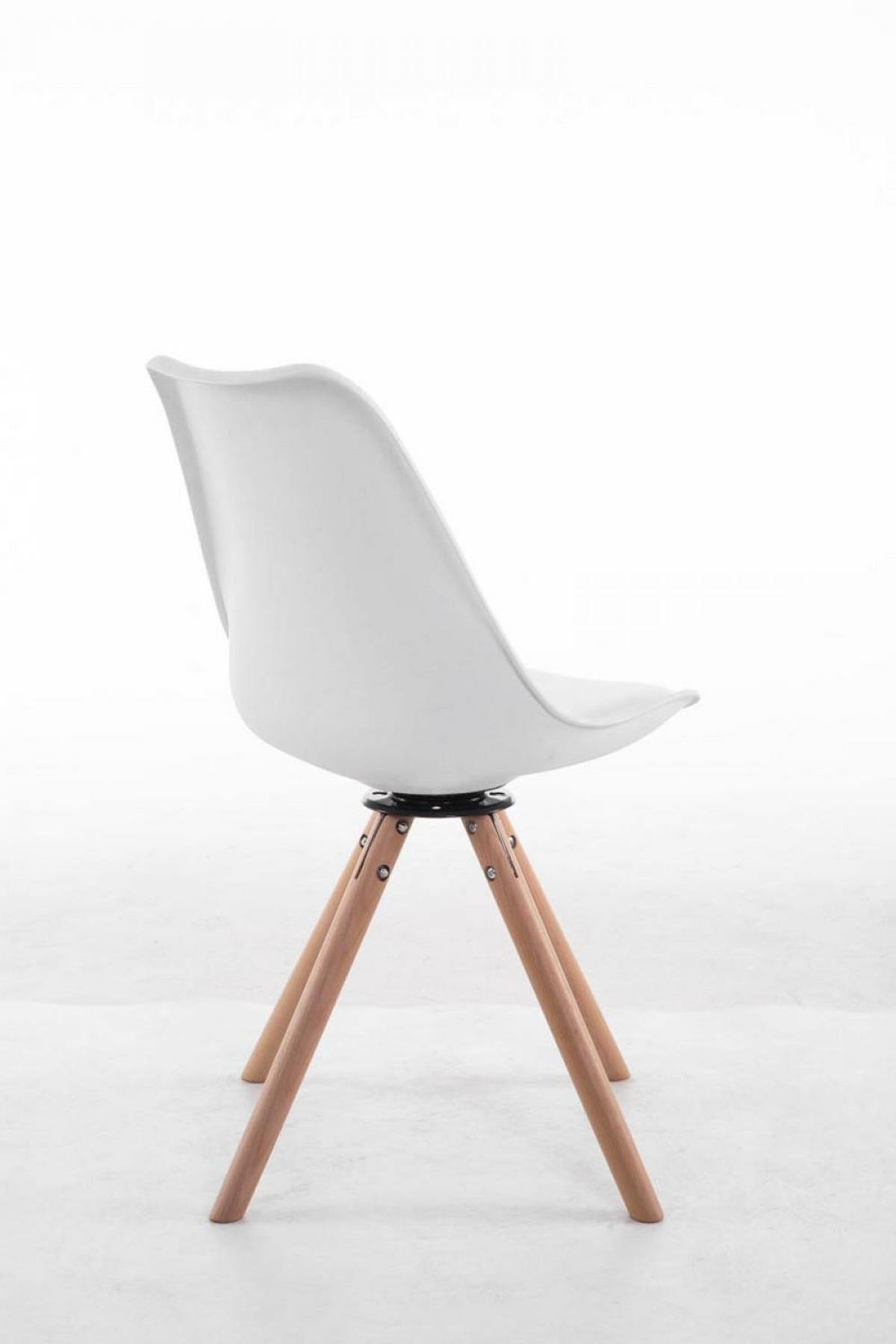 STUHL Lederlook weiß - Eukalyptusholzfarben/Weiß, Holz/Textil (48/84/56cm) - CLP