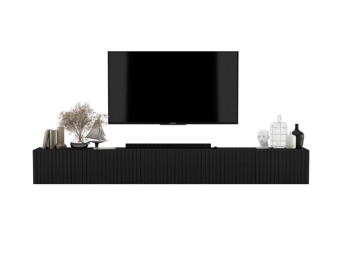 TV-LOWBOARD 2-er Set Elpis Schwarz Matt Glamour 150 cm - Schwarz, Holzwerkstoff (300/37.5/36.5cm) - Meble Lindner