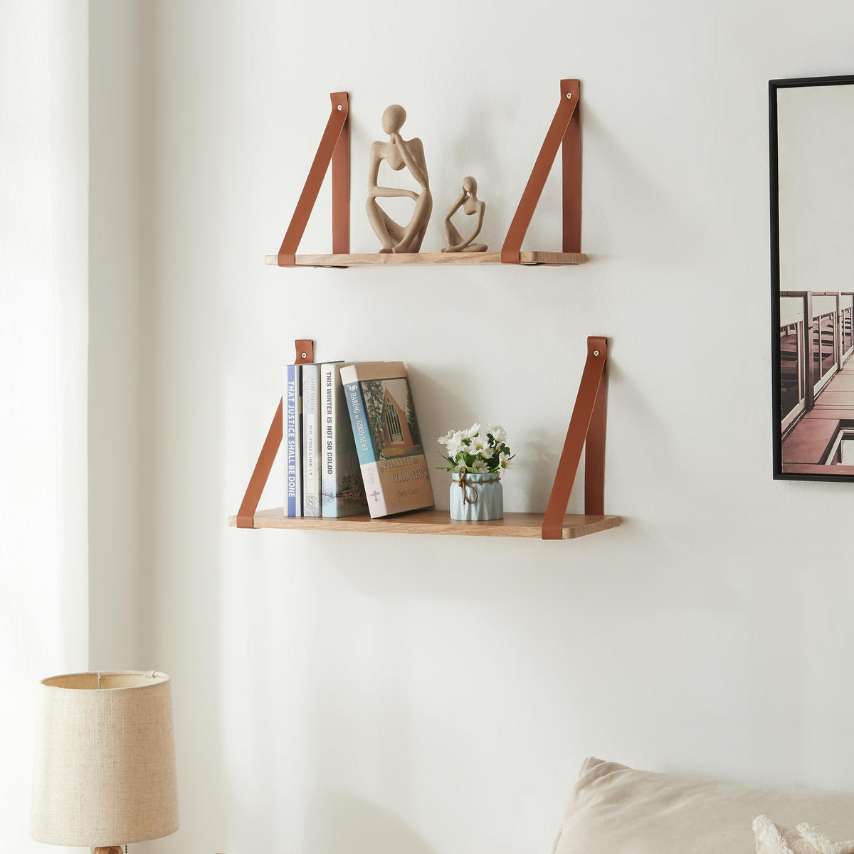 WANDREGAL-SET 2 TLG. Utsira - Eichefarben, Holzwerkstoff (20/30/60cm) - [en.casa]