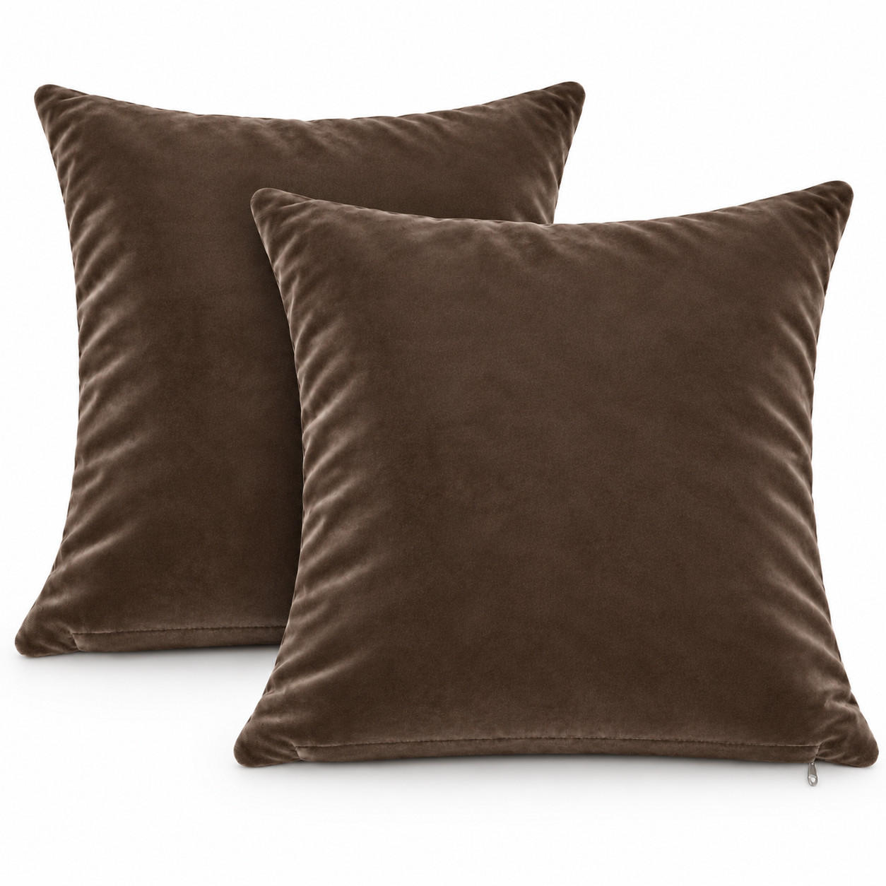 KISSENBEZUG 2er Set Braun 40x40 Samt weich - Braun, Textil (40/40cm) - TiborTex