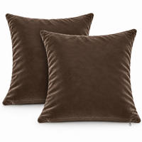 KISSENBEZUG 2er Set Braun 40x40 Samt weich - Braun, Textil (40/40cm) - TiborTex
