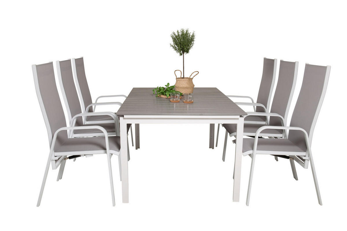 GARTENTISCHGRUPPE Weiß - Weiß, Holzwerkstoff - ebuy24