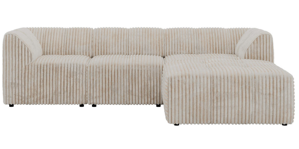 ROHOVÁ SEDAČKA VORITA L 3M - Béžová Manšestr - Pravá - černá/krémová, textil/plast (176/267cm) - MKS