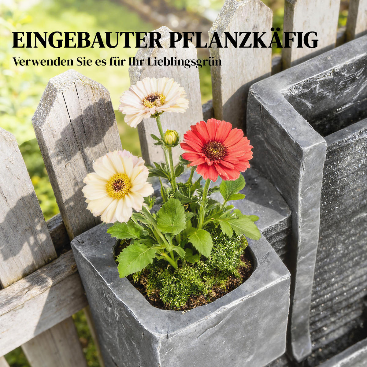 GARTENBRUNNEN Harz Dunkelgrau - Dunkelgrau, Kunststoff (38/19/101cm) - Outsunny