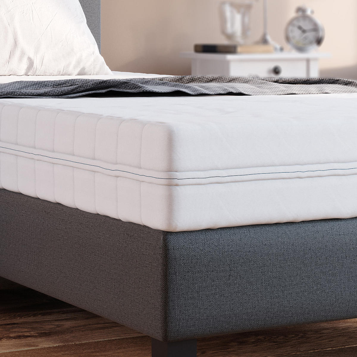 KALTSCHAUMMATRATZE Weiß 90 x 200 cm H3 Härtegrad, 7Zonen - Weiß, Textil - VitaliSpa