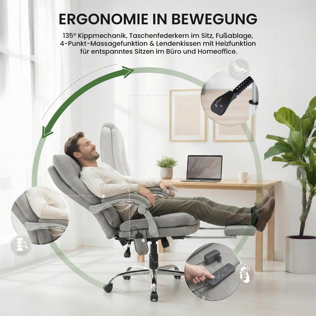 CHEFSESSEL Lederlook Grau - Chromfarben/Grau, Textil/Metall (64/112/67cm) - CLP