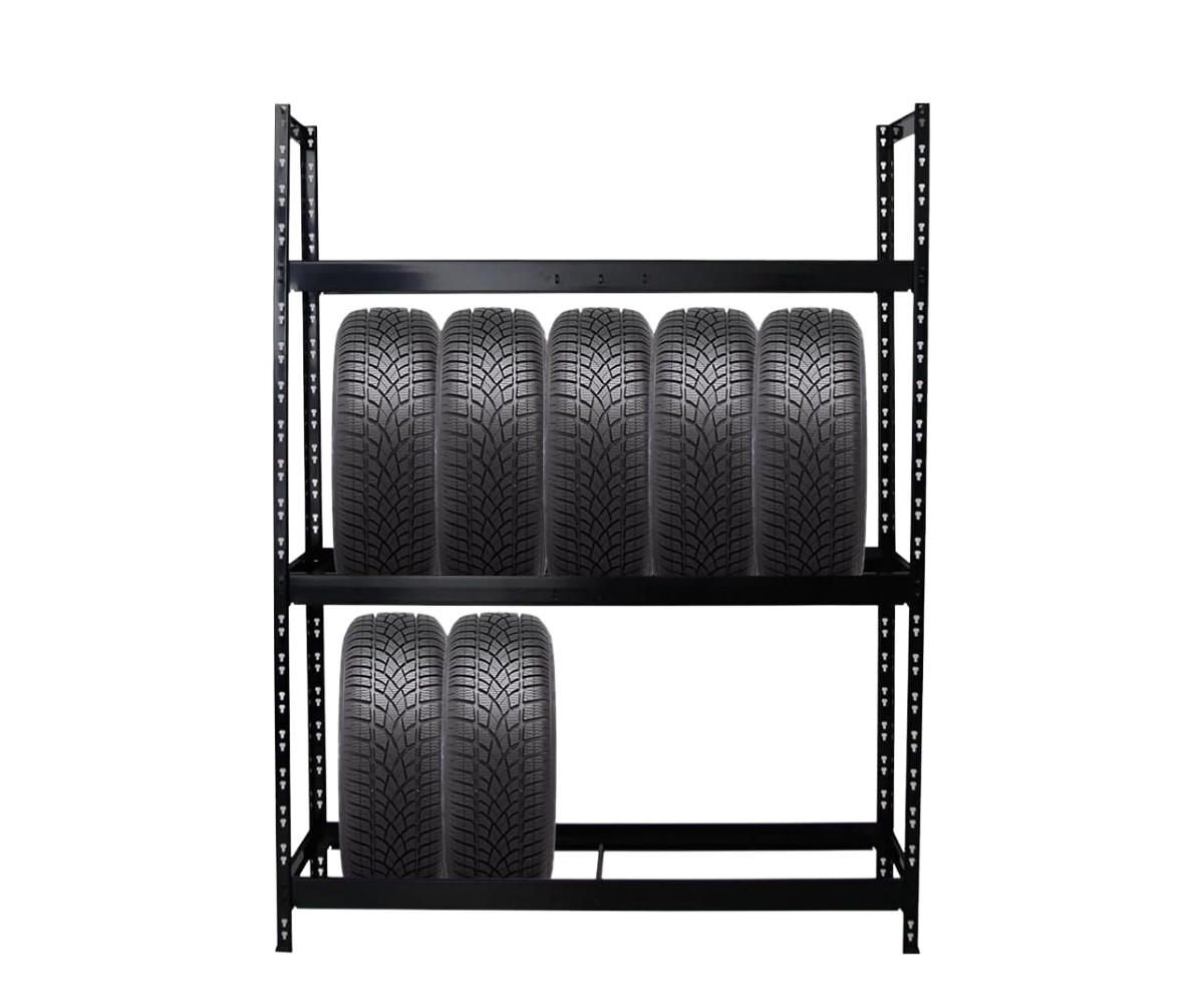 REIFENREGAL Tiger XL 200x150x45 cm 300 kg Fachlast bis zu 18 Reifen auf 3 Ebenen Schwarz - Schwarz, Metall (150/200/45cm) - PROREGAL