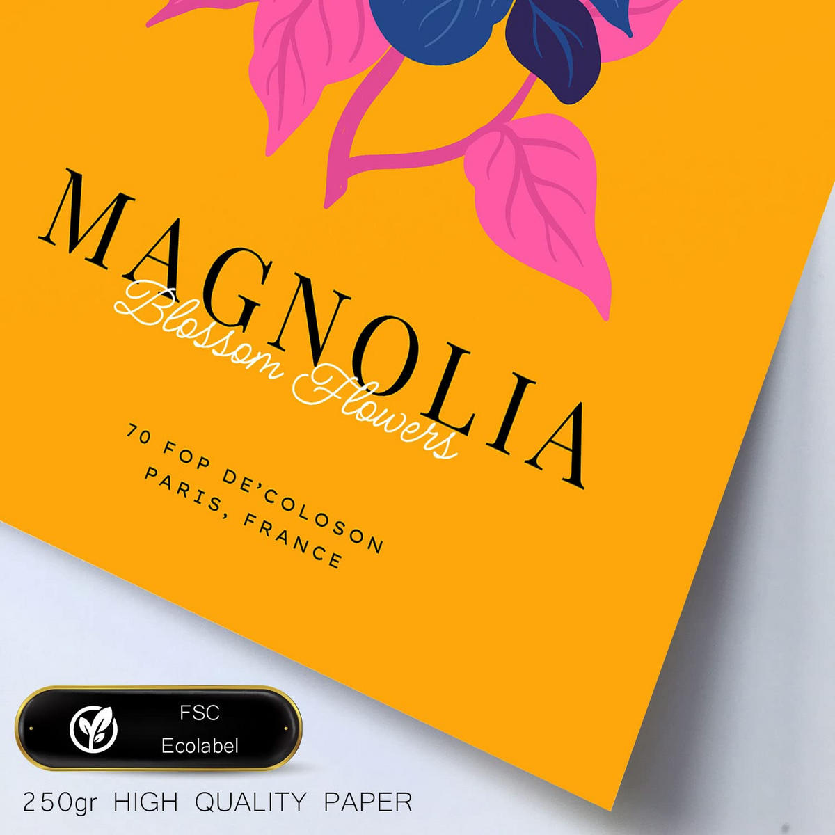 POSTER Set Mit 6 Blumen Magnolienblätter Natur Und Botanikdrucke Für Innenarchitektur A3 & A4 Schwarzer Rahmen - Schwarz, Papier (29/3cm) - Nacnic