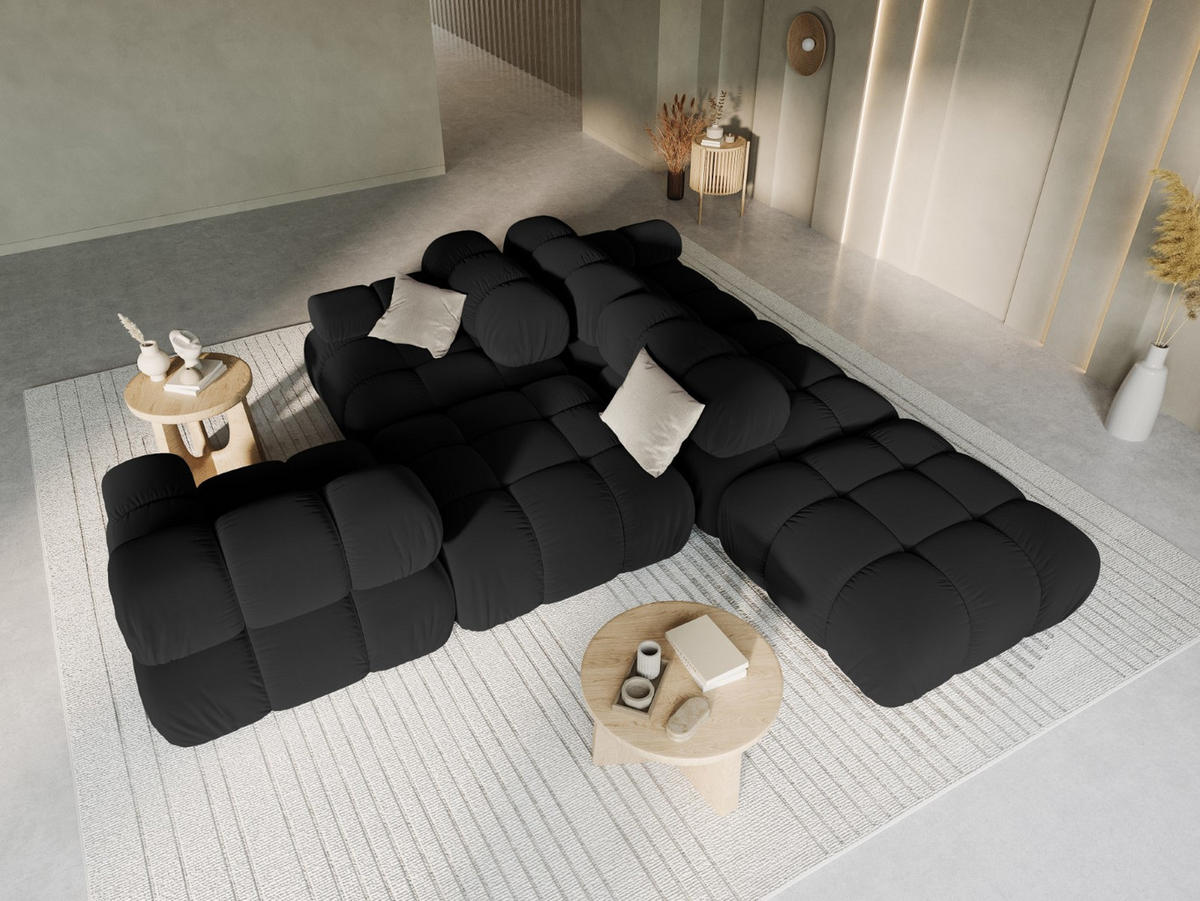 MODULARES-SOFA links Bellis aus Samt schwarz 4 Sitzplätze - Schwarz, Textil (94/63/282cm) - Micadoni