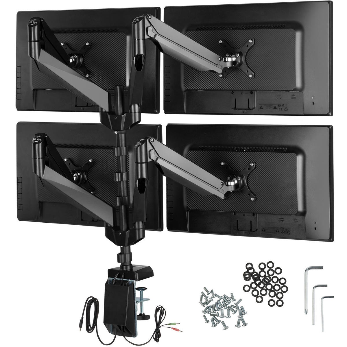 MONITORHALTERUNG, mit Kabelführung,schwarz - Schwarz, Metall (120/14/125cm) - tectake
