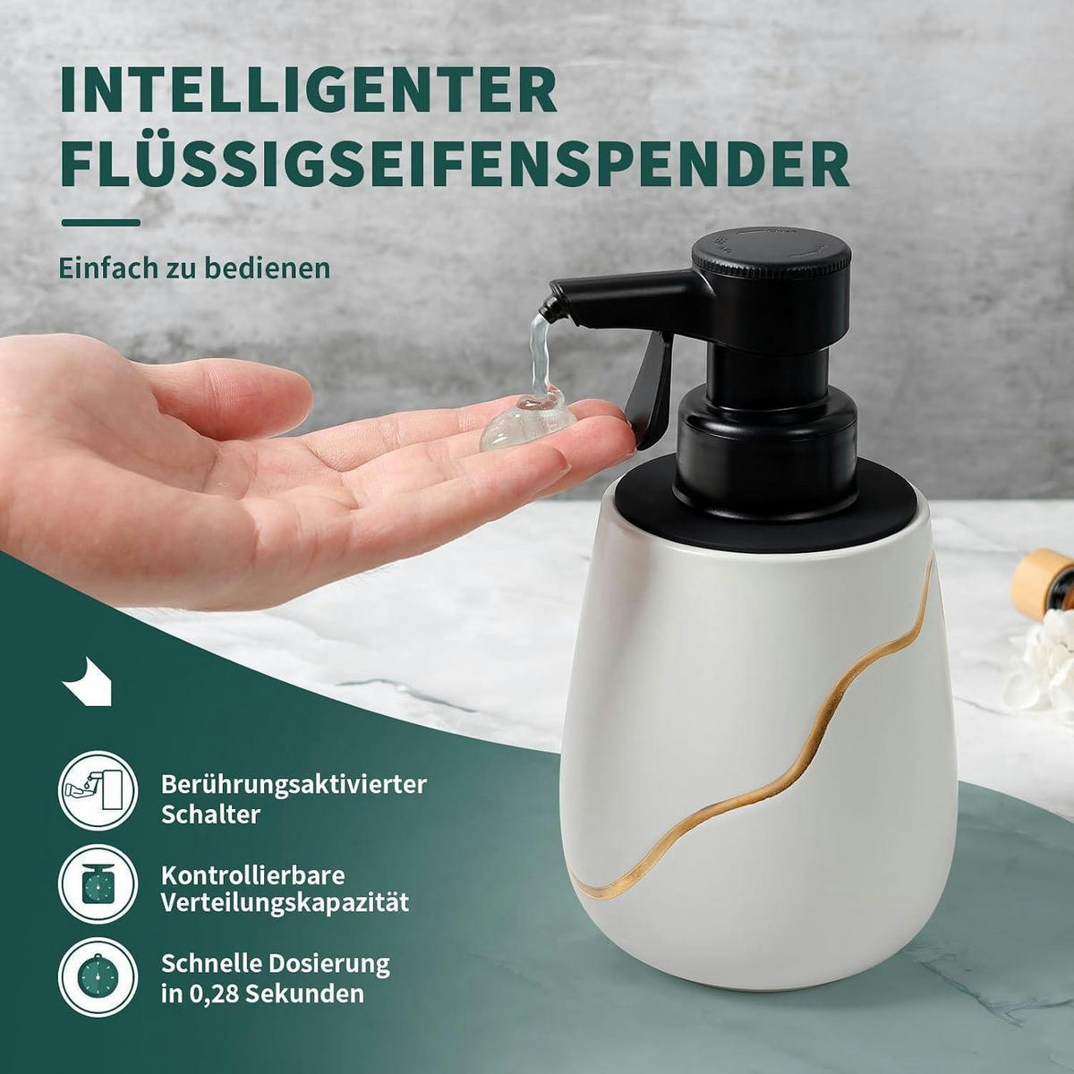 SEIFENSPENDER Automatisch Keramik Weiß mit Sensor - Weiß, Keramik (9/17/10cm)