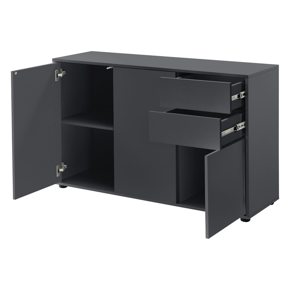 SIDEBOARD Paarl 3-türig - Dunkelgrau, Holzwerkstoff (117/74/36cm) - [en.casa]