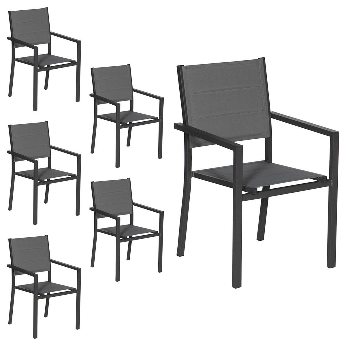 STÜHLE Anthrazitgrau und Grau 6er-Set - Grau, Kunststoff (56.5/90/57cm) - Happy Garden