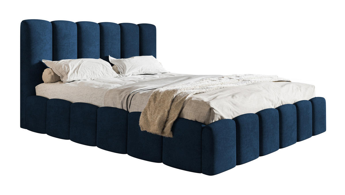 POLSTERBETT 180x200 Palermo mit Bettkasten, Lattenrost Blau - Blau, Holz/Textil (180/200cm) - Emporius