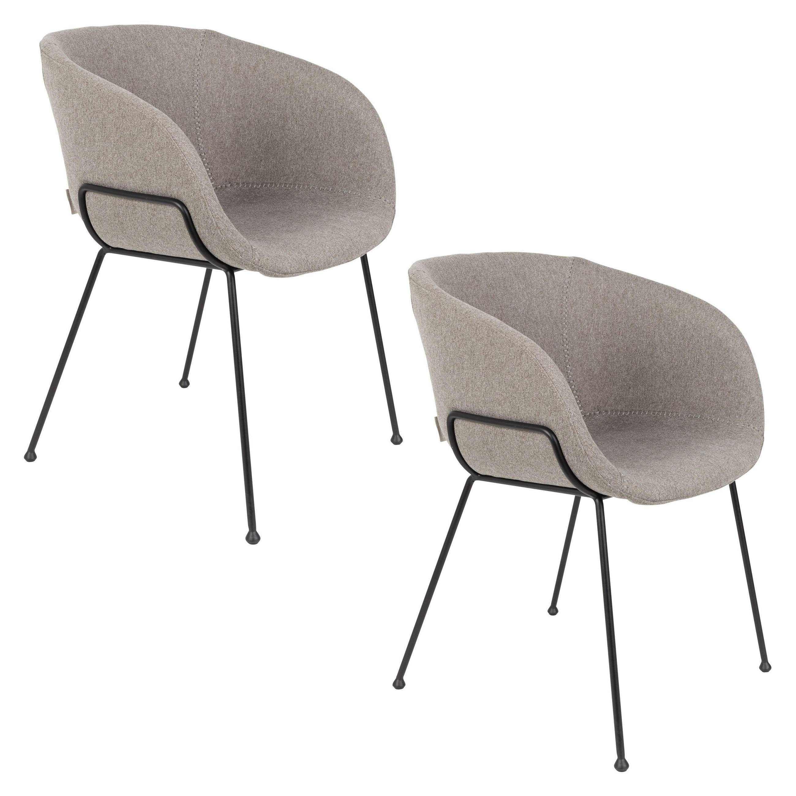 ESSZIMMERSTUHL Feston Grau - 2 er Set - Grau, Textil (56.5/77/55cm) - Zuiver