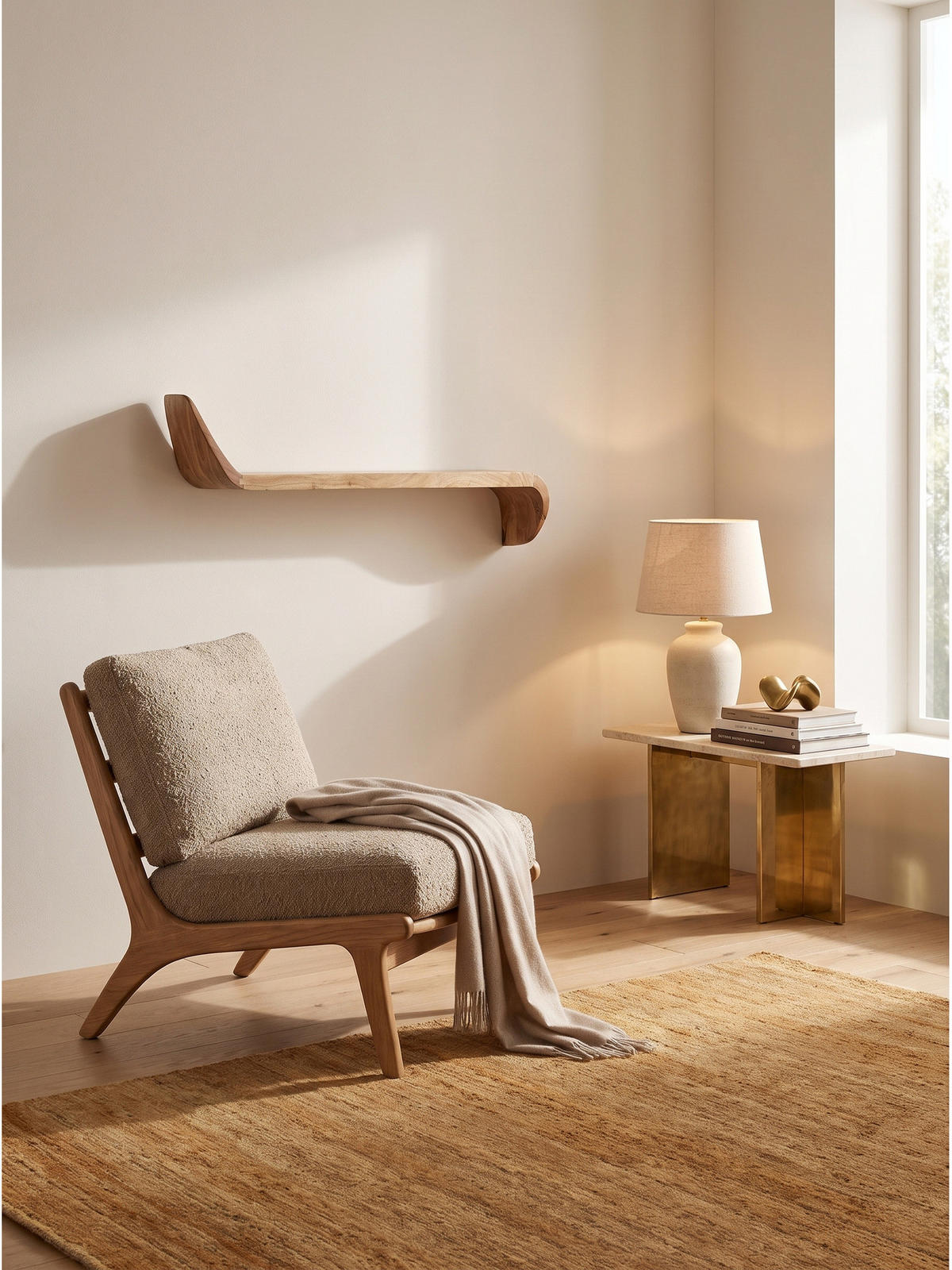 WANDREGAL ARBOGA, Mango Massivholz, handgefertigt, 80 x 20 x 36 cm - Braun, Holz (80/36/20cm) - KADIMA DESIGN
