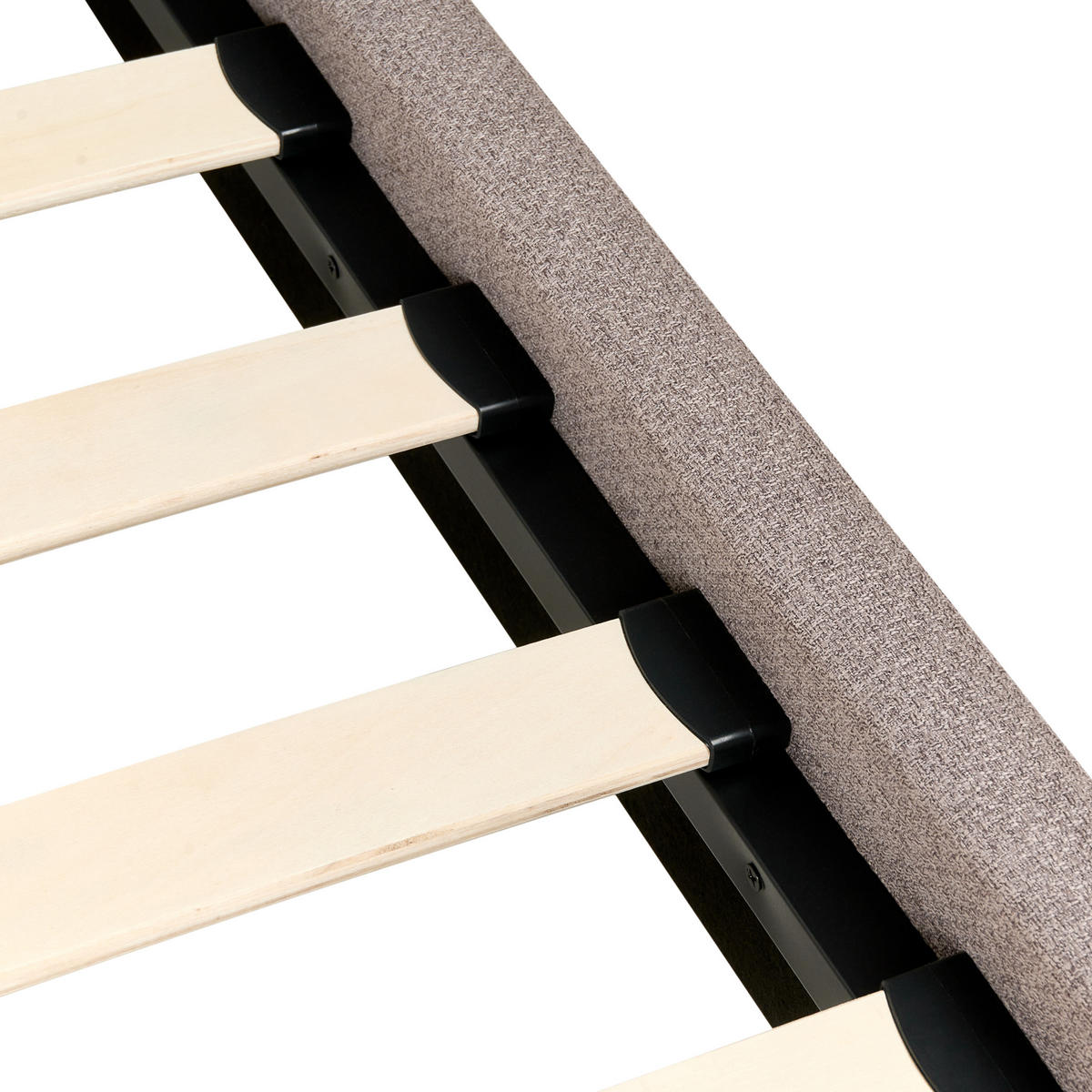 BETT mit Lattenrost 140/200 cm Taupe Corio - Taupe/Schwarz, Textil (140/200cm) - Beliani