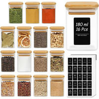 GEWÜRZGLÄSER 16-teiliges Set 180 ml Glas mit Holzdeckel - Multicolor, Glas (6/8.6/6cm)