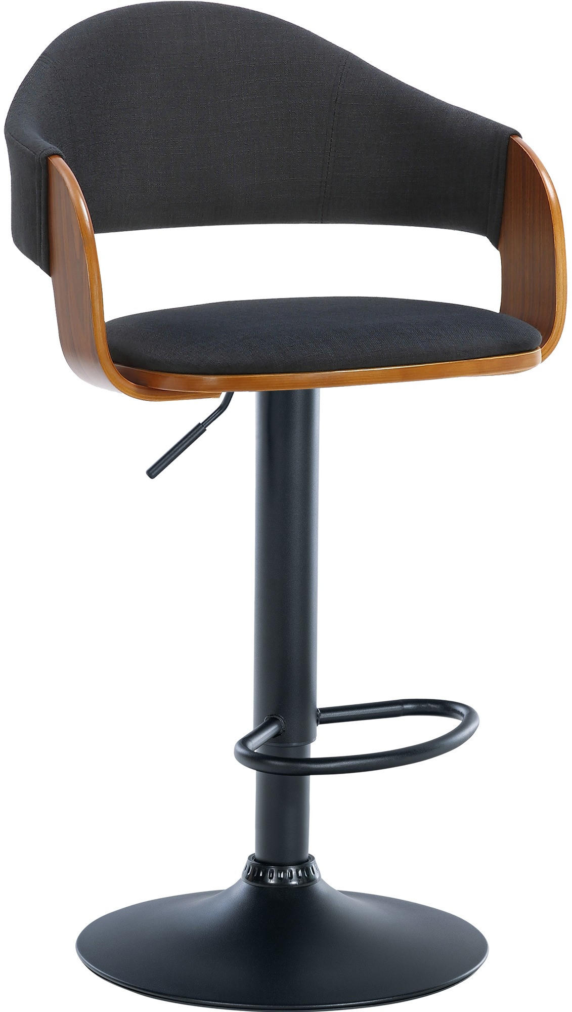 BARHOCKER Stoff walnuss/schwarz - Schwarz, Textil/Metall (50/89/49cm) - CLP