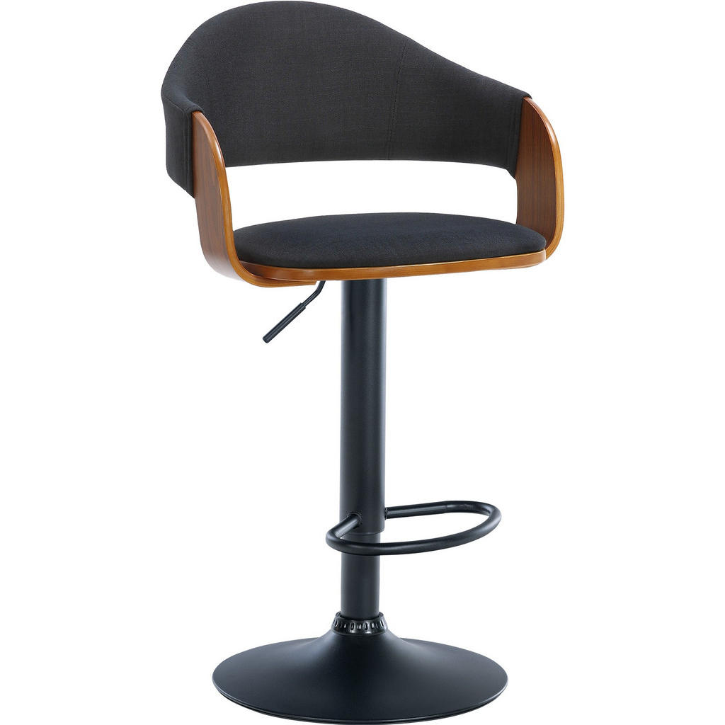 Thumbnail - CLP Barhocker, Schwarz, Walnuss, Textil, 50x89x49 cm, Esszimmer, Barmöbel, Barhocker