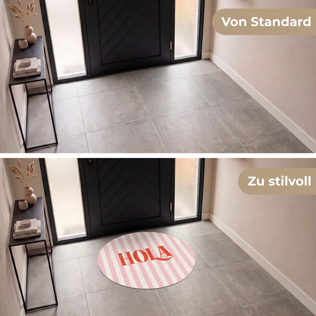 ROHOŽKA Hola - Citát - Pruhy - Pastelová - Růžová - Červená - Bílá 90x90 cm - růžová, textil/umělá hmota (90/0.4cm) - MuchoWow