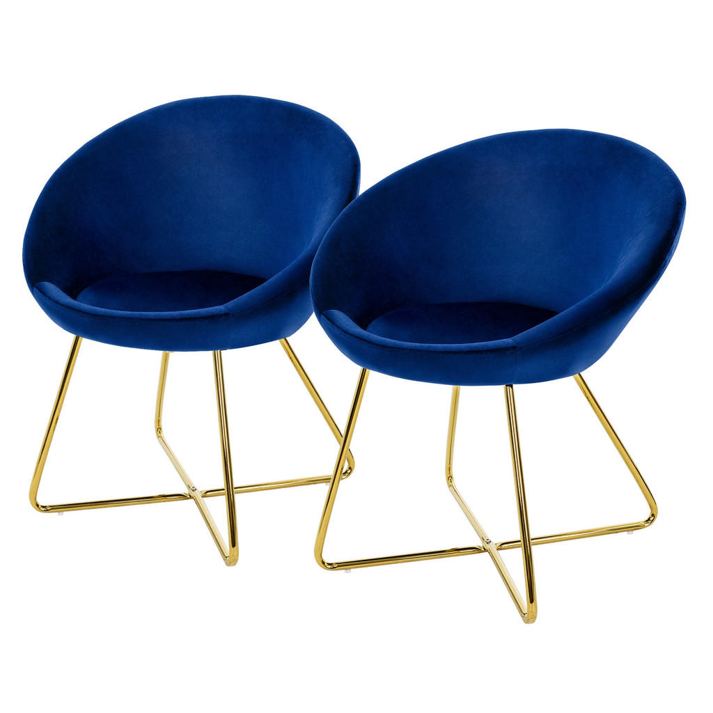 ML-DESIGN JÍDELNÍ ŽIDLE, sada 2 ks, modré, sametové
