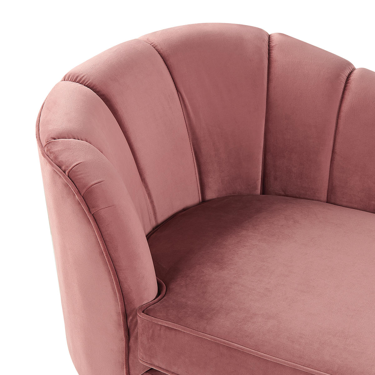 CHAISELONGUE Samtstoff rosa linksseitig Allier - Pink/Goldfarben, Textil (150/75/76cm) - Beliani