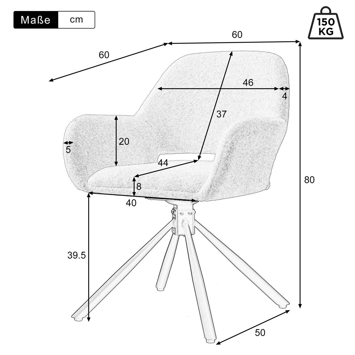 ARMLEHNSTUHL-SET 2 Stück in Stoff - Weiß, Holzwerkstoff/Textil (60/80/60cm) - Urban Meuble