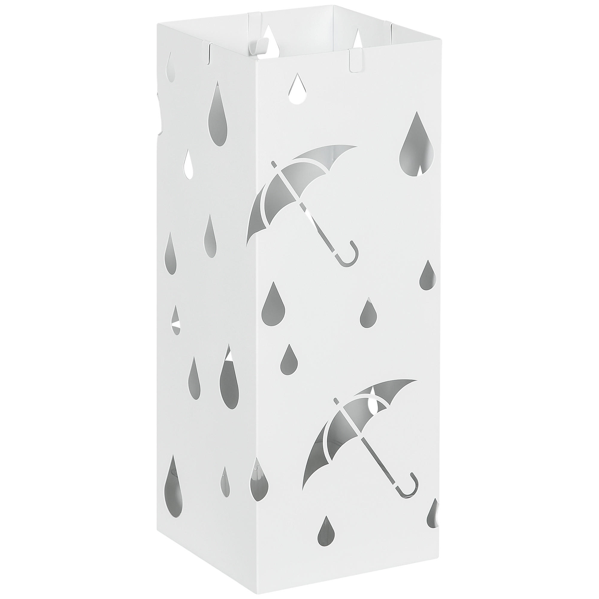 REGENSCHIRMSTÄNDER mit 4 Haken, Stahl 15,5 x 15,5 x 40 cm Weiß - Weiß, Metall (15.5/40/15.5cm) - HOMCOM