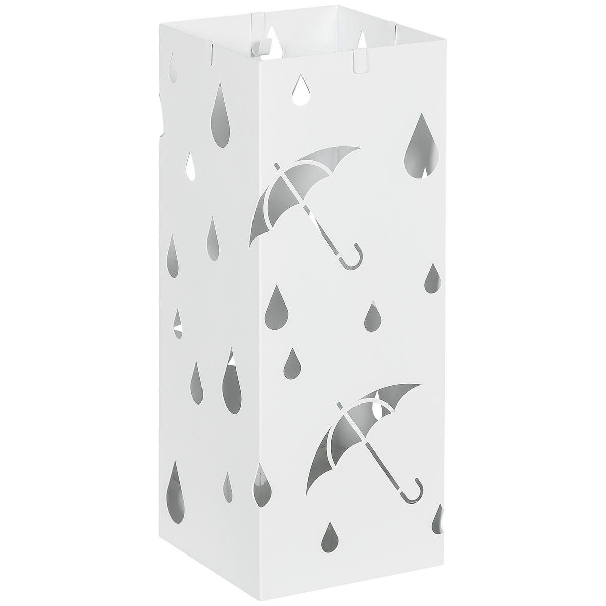 REGENSCHIRMSTÄNDER mit 4 Haken, Stahl 15,5 x 15,5 x 40 cm Weiß - Weiß, Metall (15.5/40/15.5cm) - HOMCOM