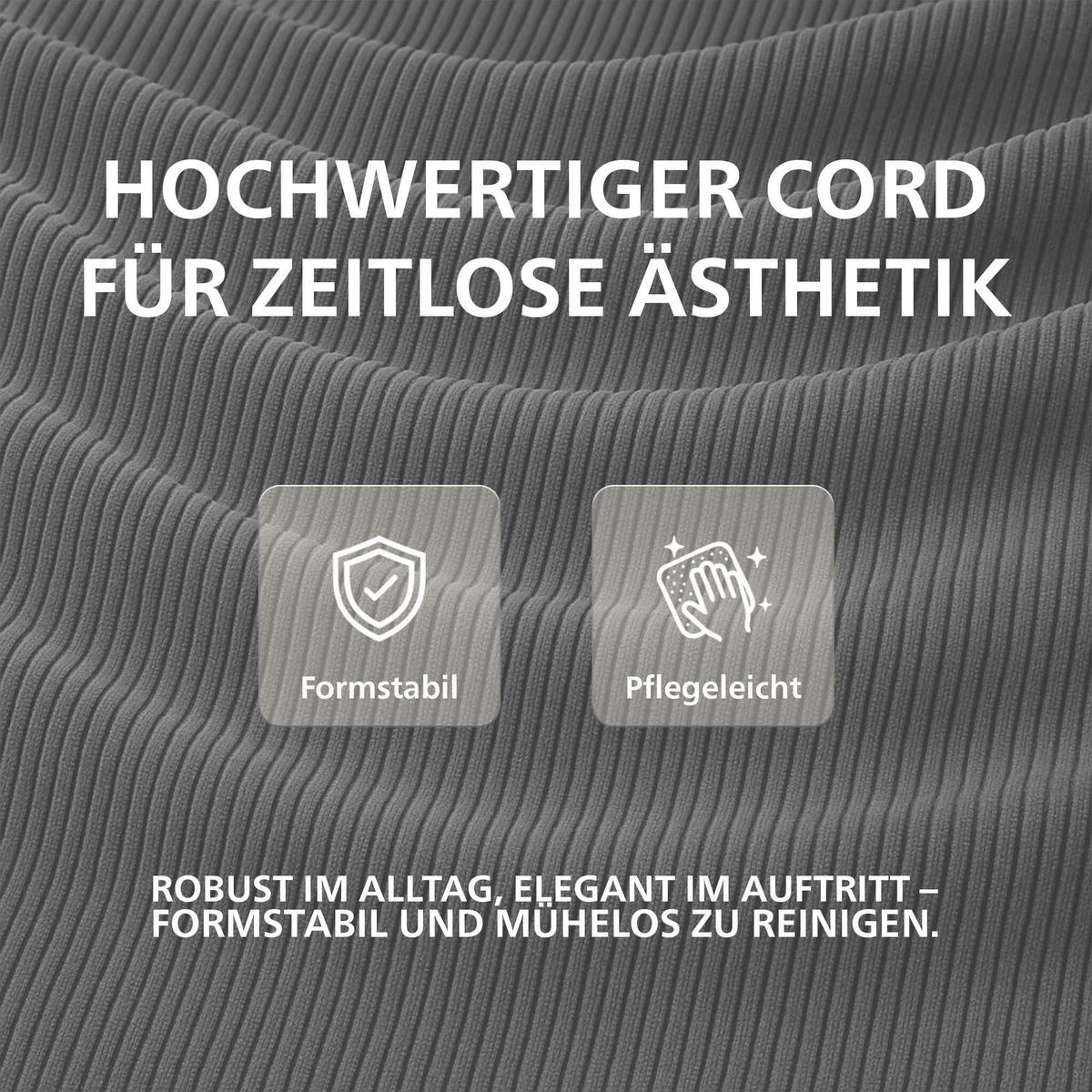 ESSZIMMERSTUHL Cord Grau - Grau, Holz/Textil (41/91/47cm) - CLP