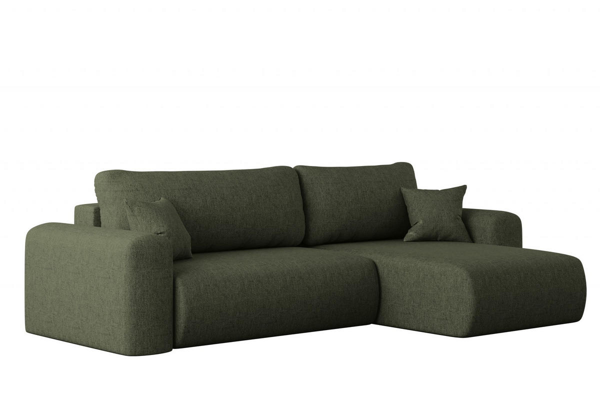 ECKSOFA Mit Schlaffunktion Und Bettkasten L-förmiges Sofa Capri Stoff Verita Rechts Dunkelgrün - Dunkelgrün, Holz (272/145cm) - Kaiser Möbel
