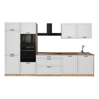 KÜCHENZEILE R-Line, Weiß Landhaus/Goldkraft Eiche, 340 cm Arbeitsplatte Goldkraft Eiche - Eichefarben/Weiß, Holzwerkstoff (340/206.8/60cm) - Vicco