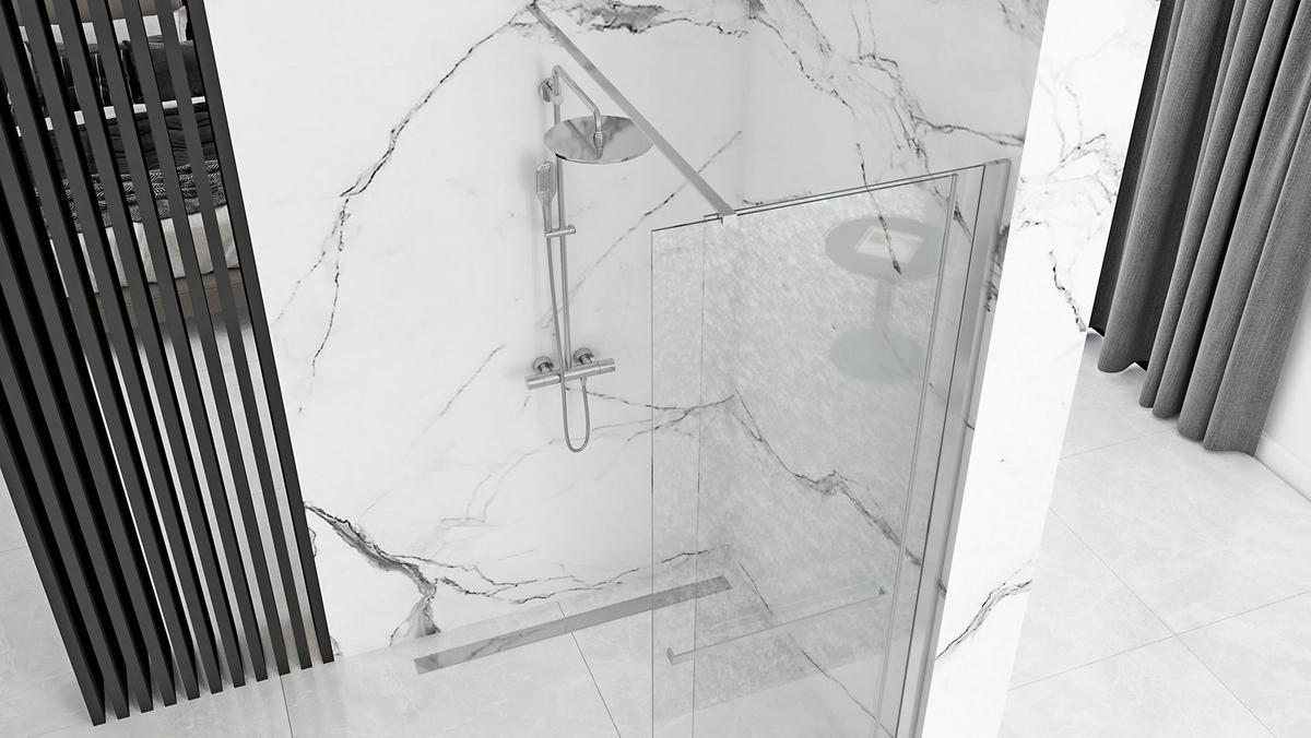 DUSCHWAND Rea Cortis 120 - Chromfarben, Glas (120.5/199.5cm) - REA