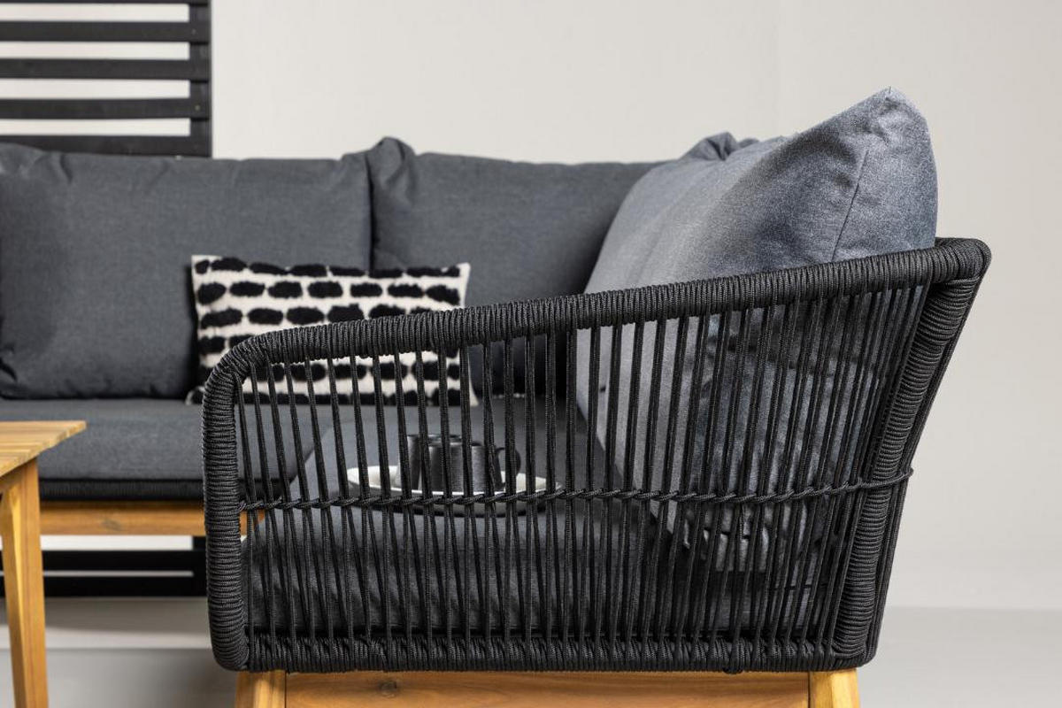 SOFASET, Chania, Schwarz, Akazie., 60 x 110 x 45 cm, 2-teilig - Schwarz, Holz - ebuy24