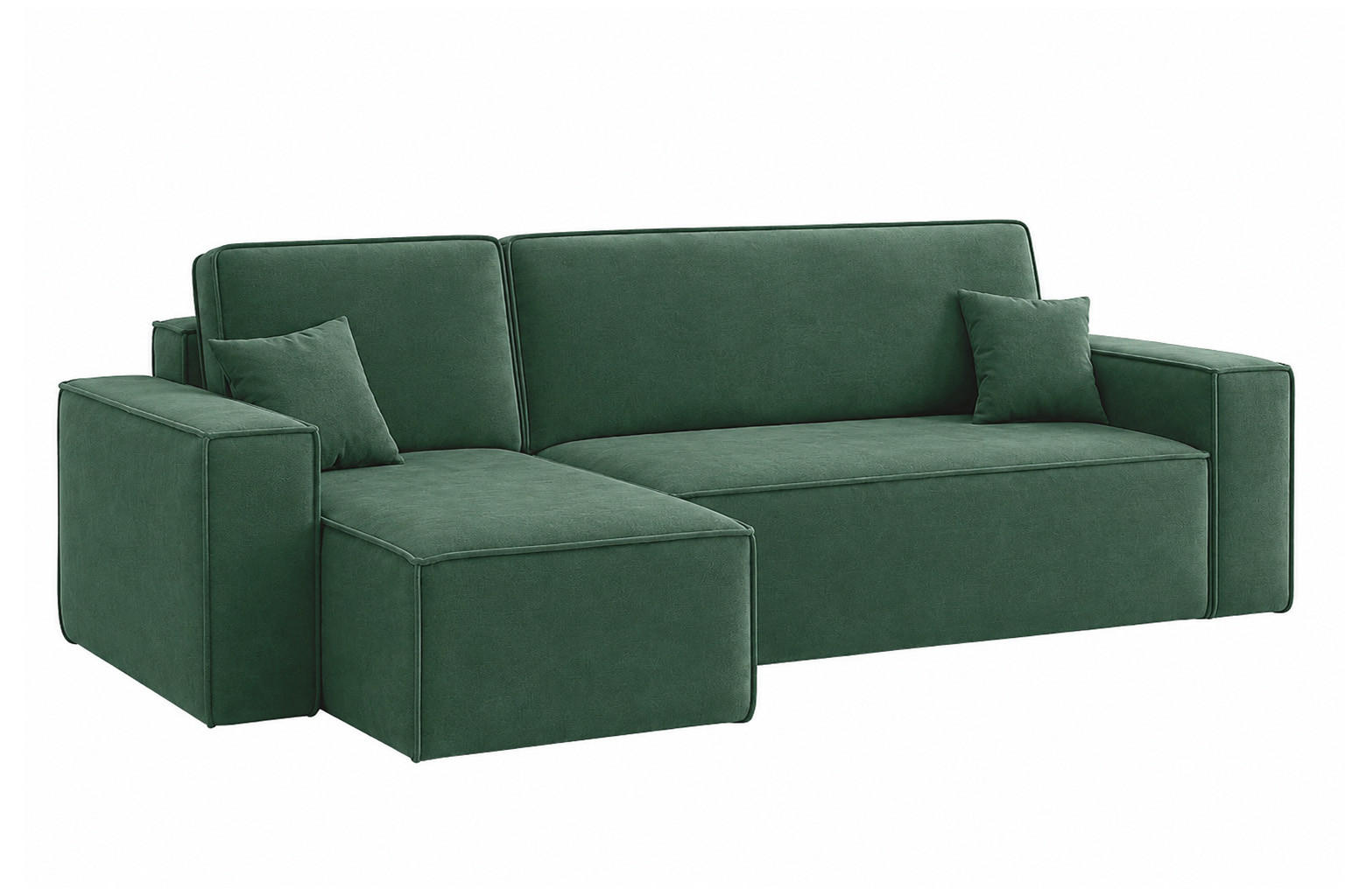 ECKSOFA L-Form Mit Schlaffunktion Und Bettkasten, Veloursstoff Bluvel, Grün, Links, BEST L - Grün, Holz (244/142cm) - Kaiser Möbel