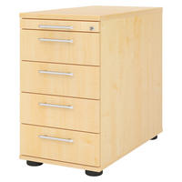 STANDCONTAINER - mit 4 Schubladen 80/42,8/72 cm in Ahornfarben Relinggriff (Kunststoff) - Ahornfarben, Holzwerkstoff (42.8/72/80cm) - bümö