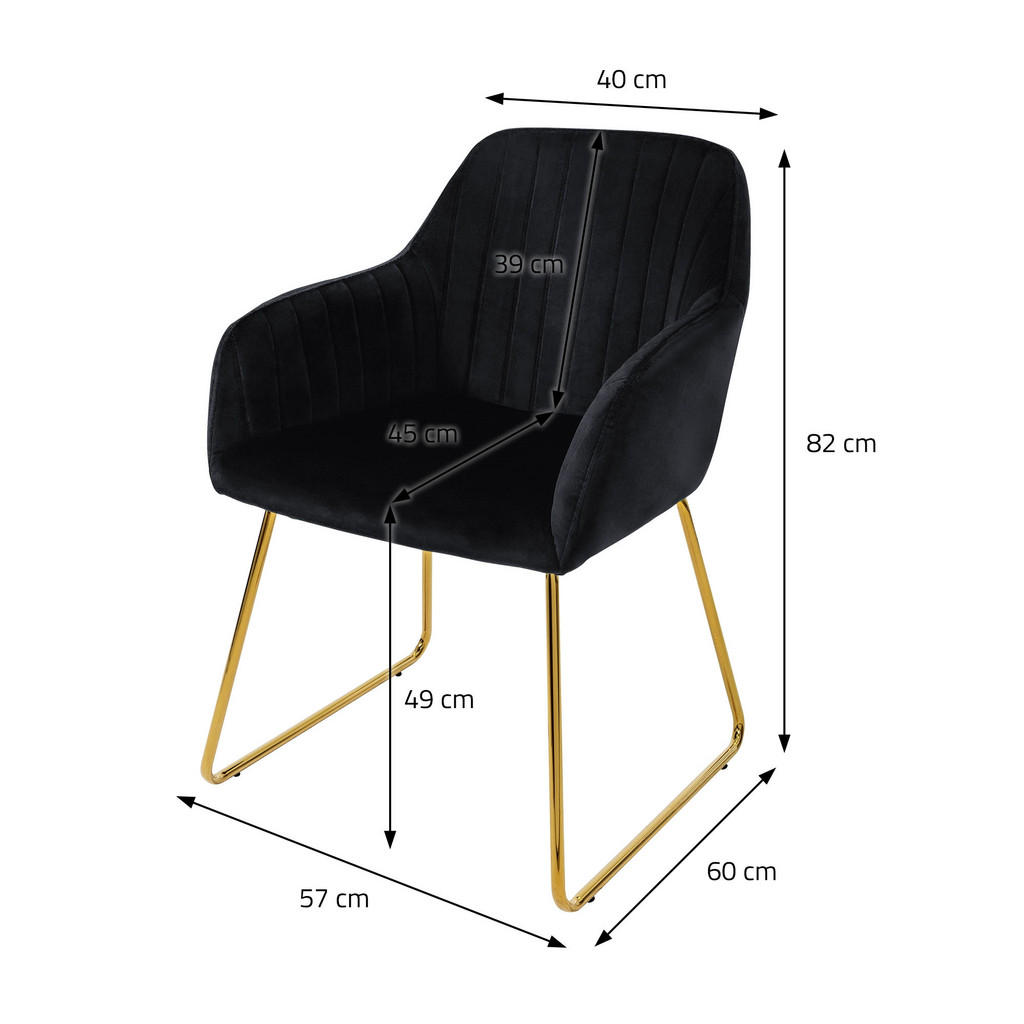 Thumbnail - Ml-Design Stuhl, Schwarz, Metall, 4-Sitzer, 60x82x57 cm, Esszimmer, Stühle, Esszimmerstühle, Armlehnenstühle